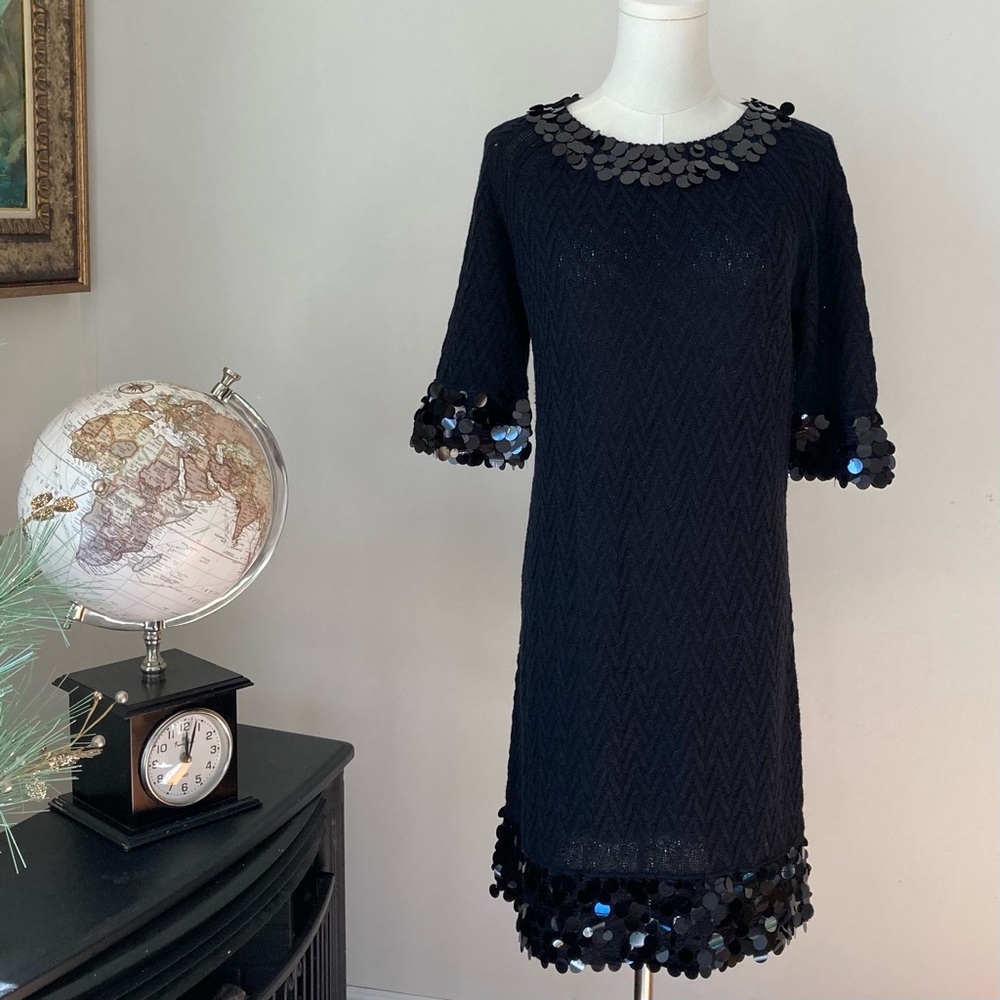 Black Knit Cocktail Midi Dress Women